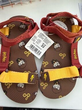 Warner Bros. Harry Potter Brown Sandals with Red and Yellow Straps